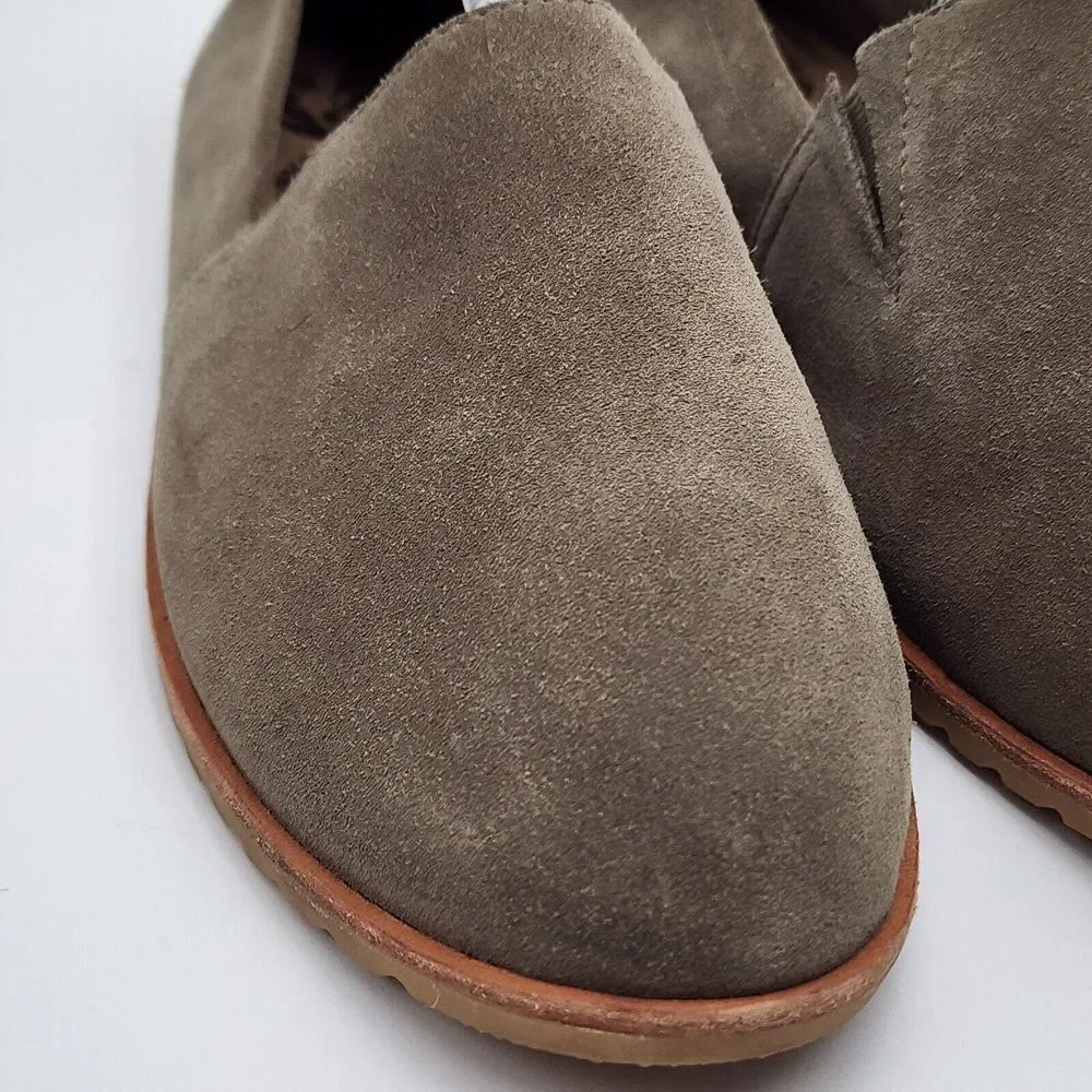 Sorel Ella Green Suede Leather Flat Comfort Slip On‎ Gorpcore Casual Women's 10